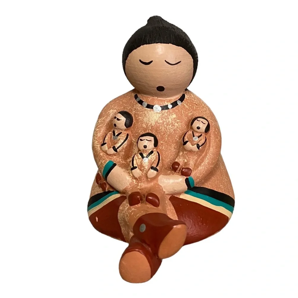 Hand-Painted Storyteller and 3 Children Whitefeather Studios Arizona
